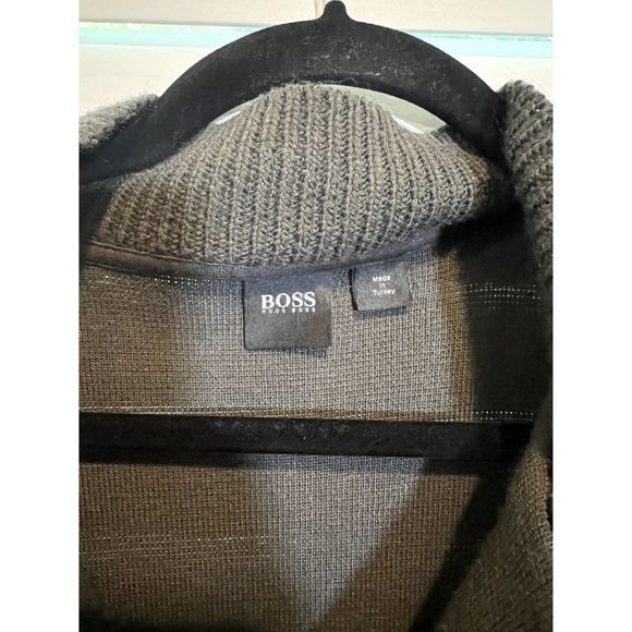 Hugo Boss Gray Wool Blend Mens Sweater Jacket - Size M - Picture 5 of 8